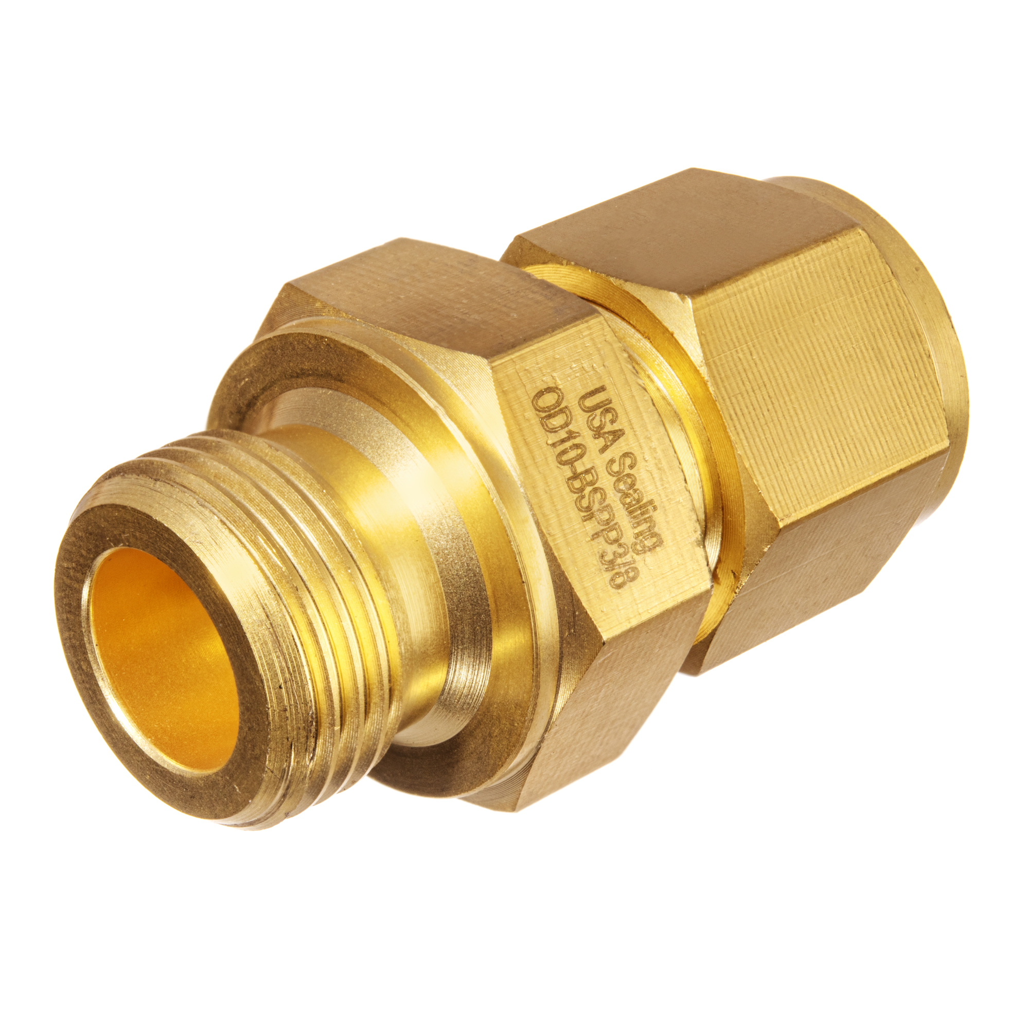 Brass Double Ferrule Instrumentation Tube Fitting - Male Straight - 1/4" Tube OD x 1/2" Male BSPP